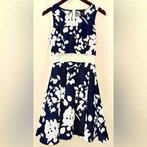 Aqua Blue and White Floral Mini Dress
